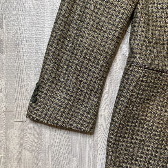 Vintage Jack Victor Blazer Mens 42 Olive Navy Silk Wool Blend One Button Notch - Picture 3 of 16